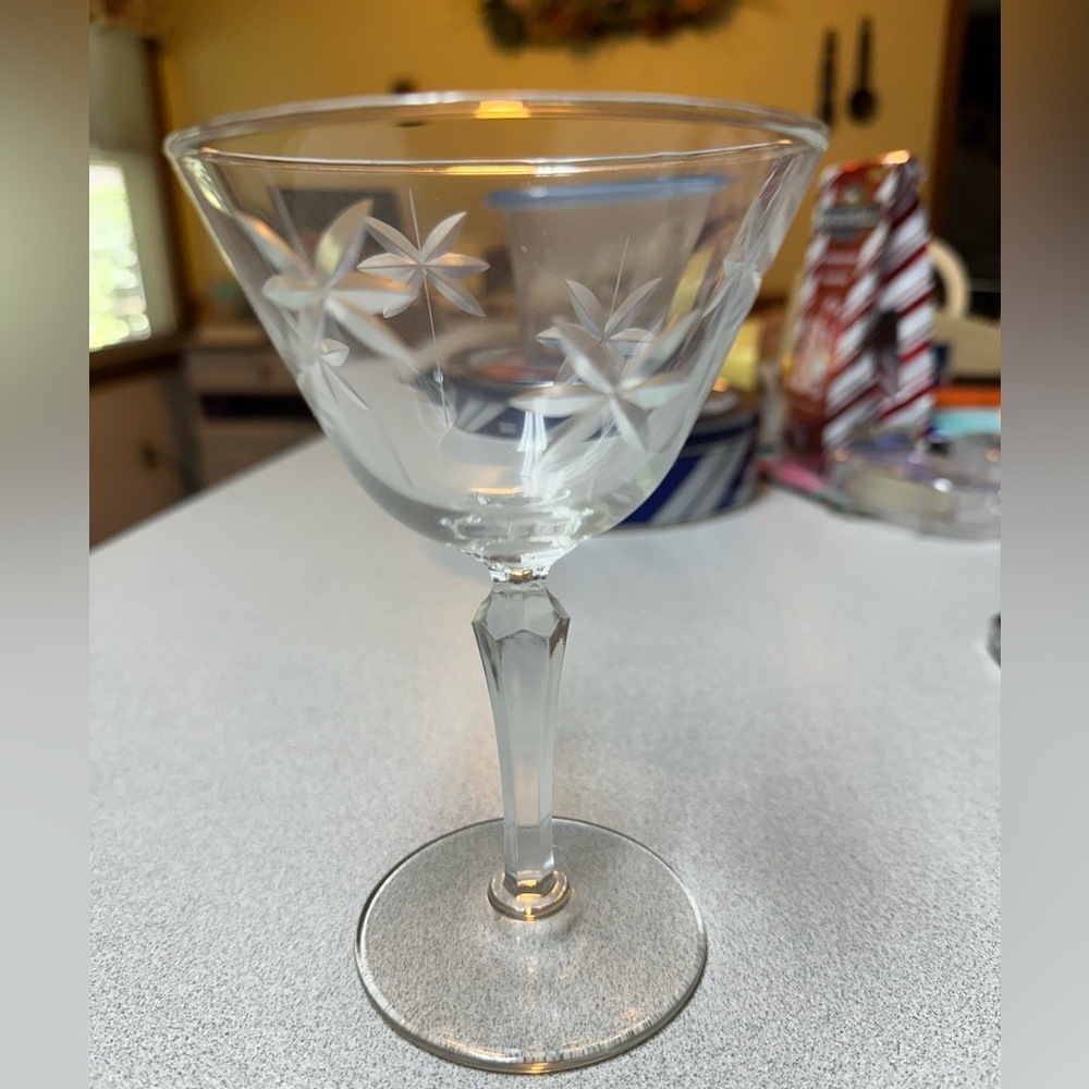 Set of 4 Vintage Libbey Candlelight Dessert Glasses Etched‎ Starburst Atomic MCM